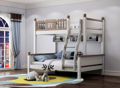 Bunk bed double deck, high bed, real wood, children's & youth room, new